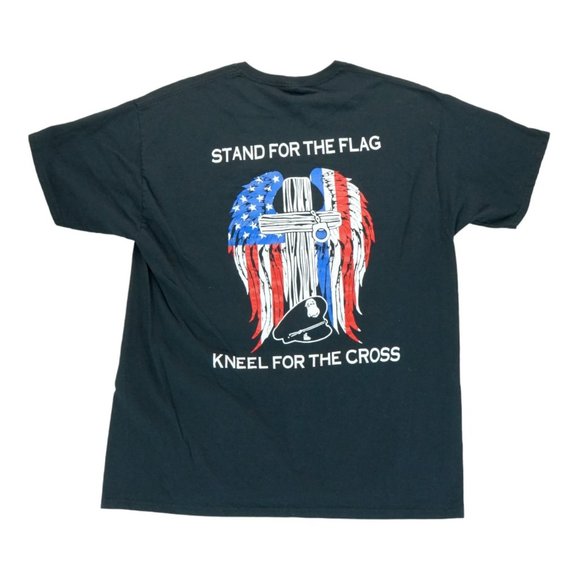 Fruit of the Loom Stand For The Flag‎ Kneel For The Cross T-Shirt (Mens XL) - Picture 1 of 2